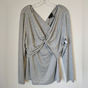 Donna Karan Empire Twist Top in Silver. Size XLarge